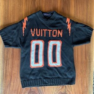Louis Vuitton Black & Orange Knit Football Jersey
